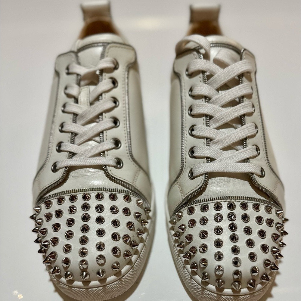 Christian Louboutin White Spiked Sneakers size 41.50